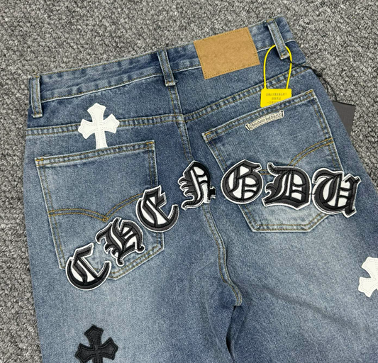 Chrome Hearts Black & Blue Cross Patch Denim
