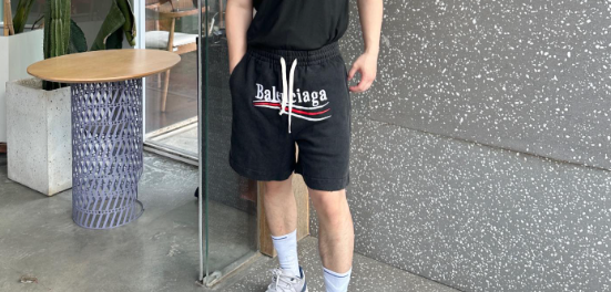 Balenciaga Political Logo Drawstring Shorts – Black