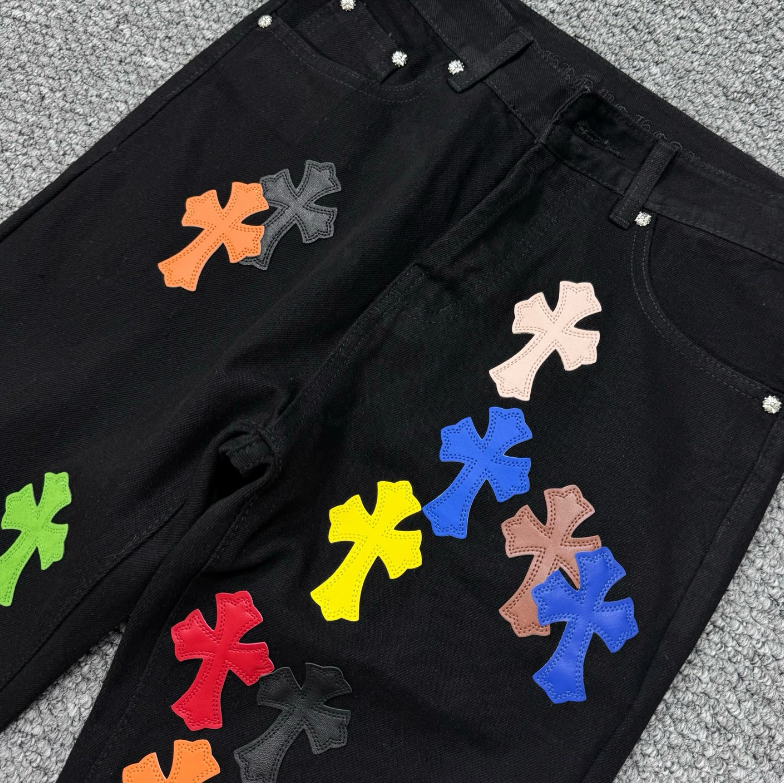 Chrome Hearts Multicolor Cross Patch Denim