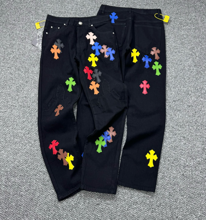 Chrome Hearts Multicolor Cross Patch Denim