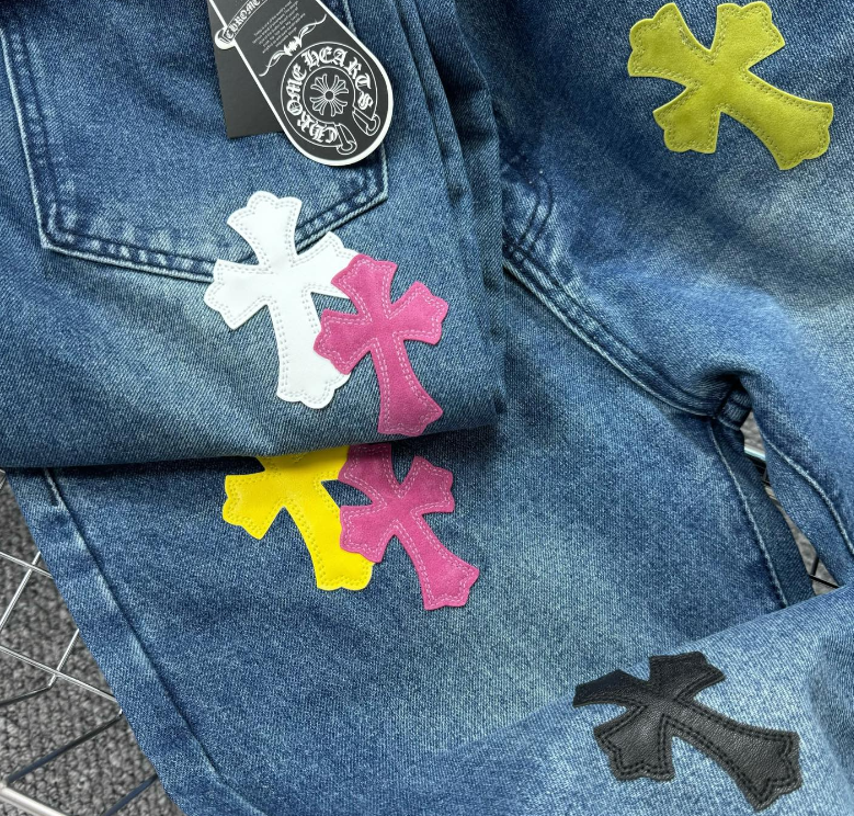 Chrome Hearts Multicolor Cross Patch Denim
