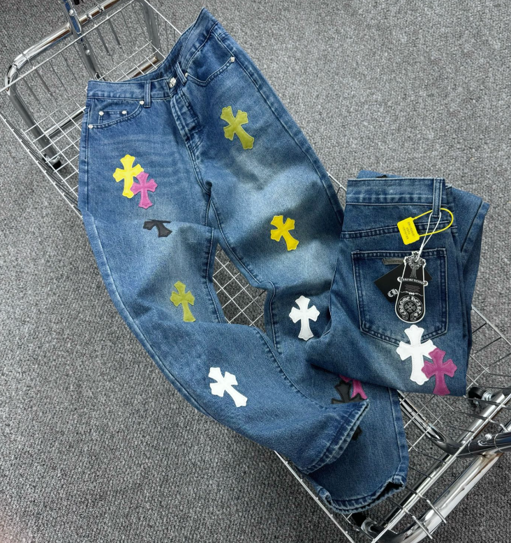 Chrome Hearts Multicolor Cross Patch Denim