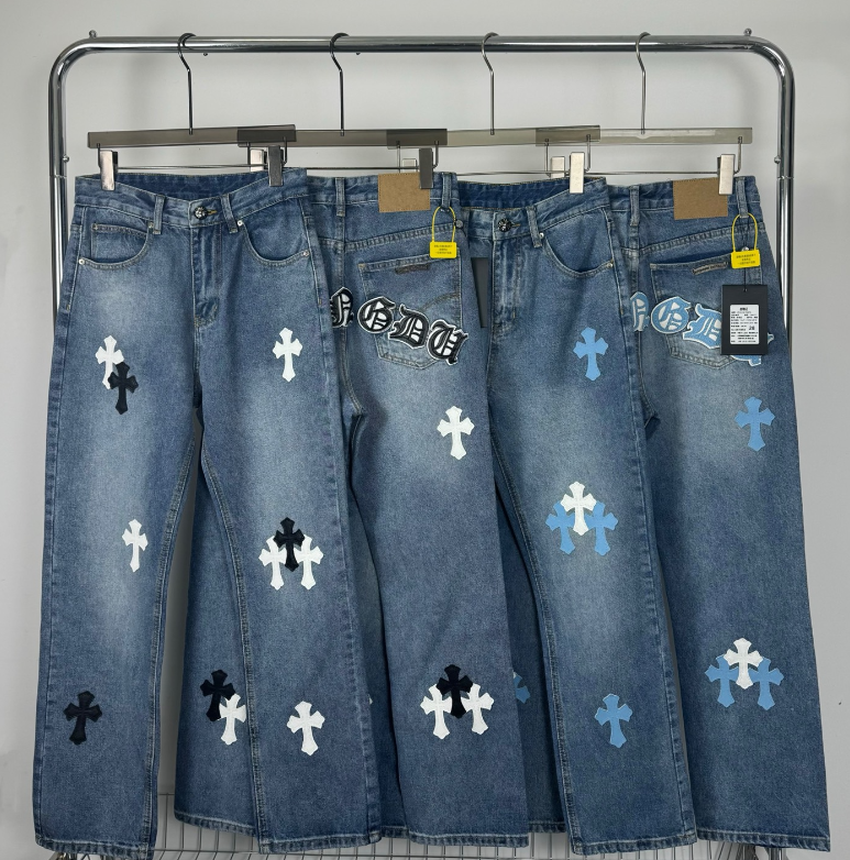 Chrome Hearts Black & Blue Cross Patch Denim