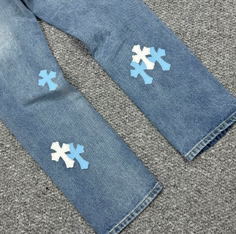 Chrome Hearts Black & Blue Cross Patch Denim