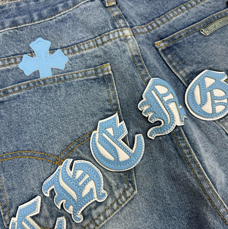 Chrome Hearts Black & Blue Cross Patch Denim