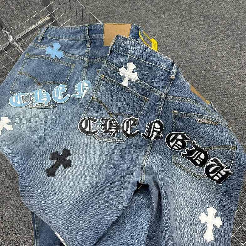 Chrome Hearts Black & Blue Cross Patch Denim