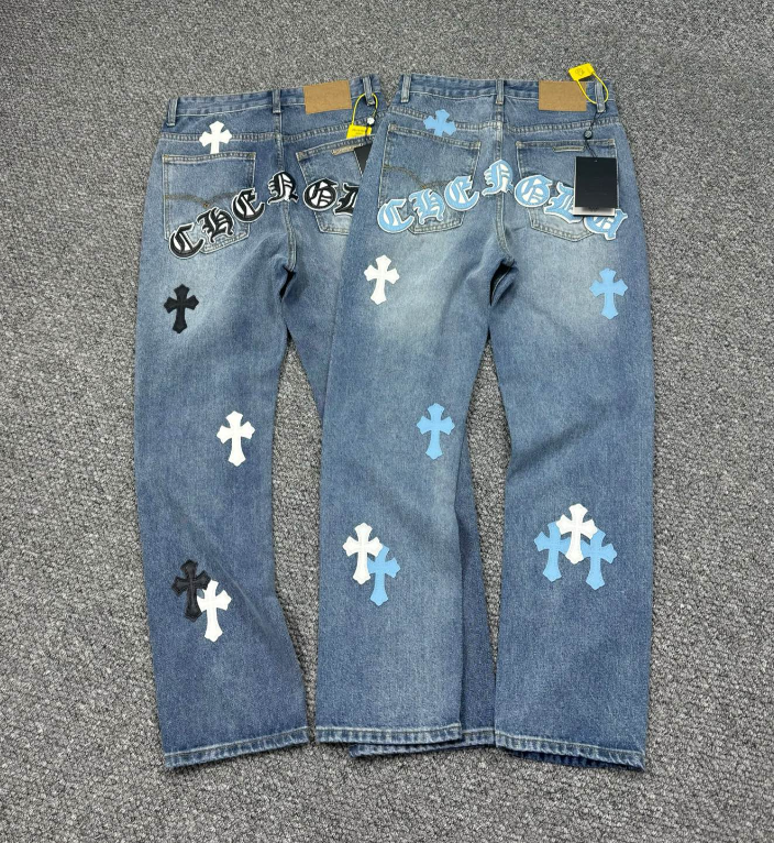 Chrome Hearts Black & Blue Cross Patch Denim