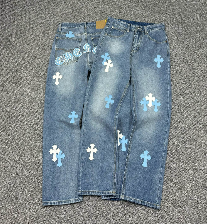 Chrome Hearts Black & Blue Cross Patch Denim