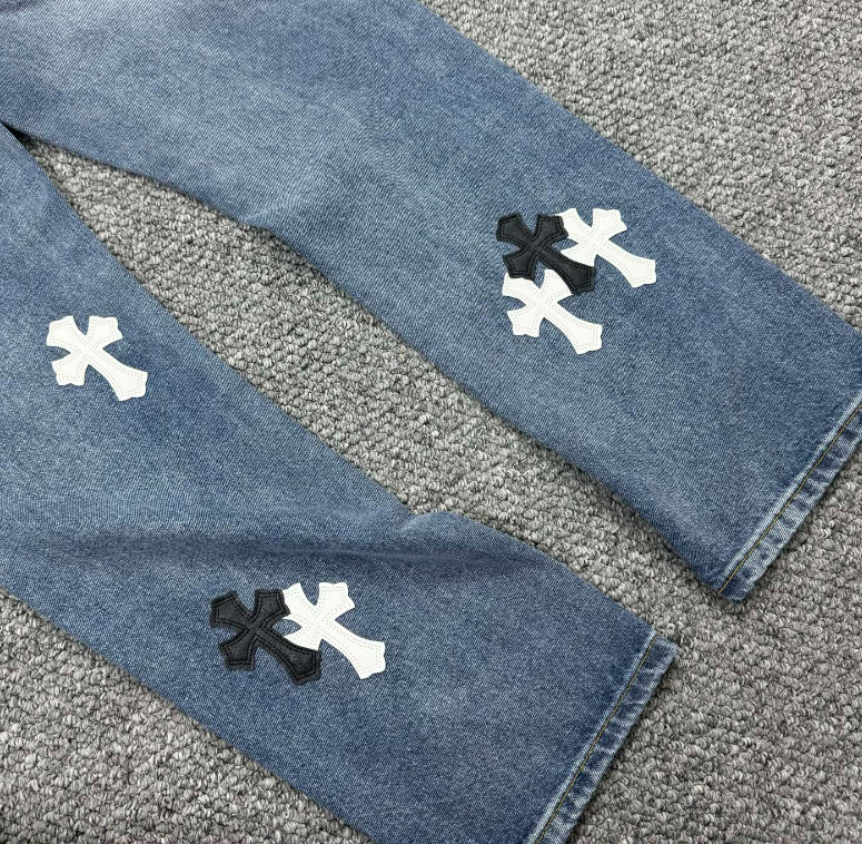 Chrome Hearts Black & Blue Cross Patch Denim