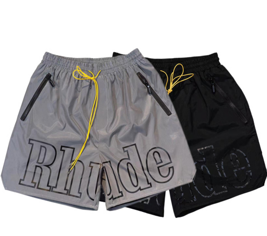 Rhude Nylon Logo Shorts – Grey & Black
