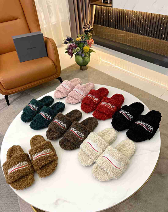 Balenciaga Teddy Fleece Slides – Multiple Colors