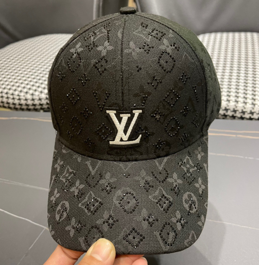 Louis Vuitton Monogram Rhinestone Baseball Cap – Black