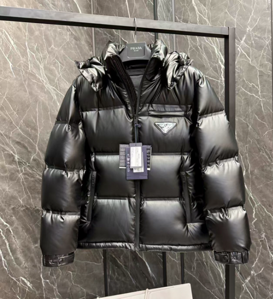 Prada Re-Nylon Glossy Black Puffer Jacket