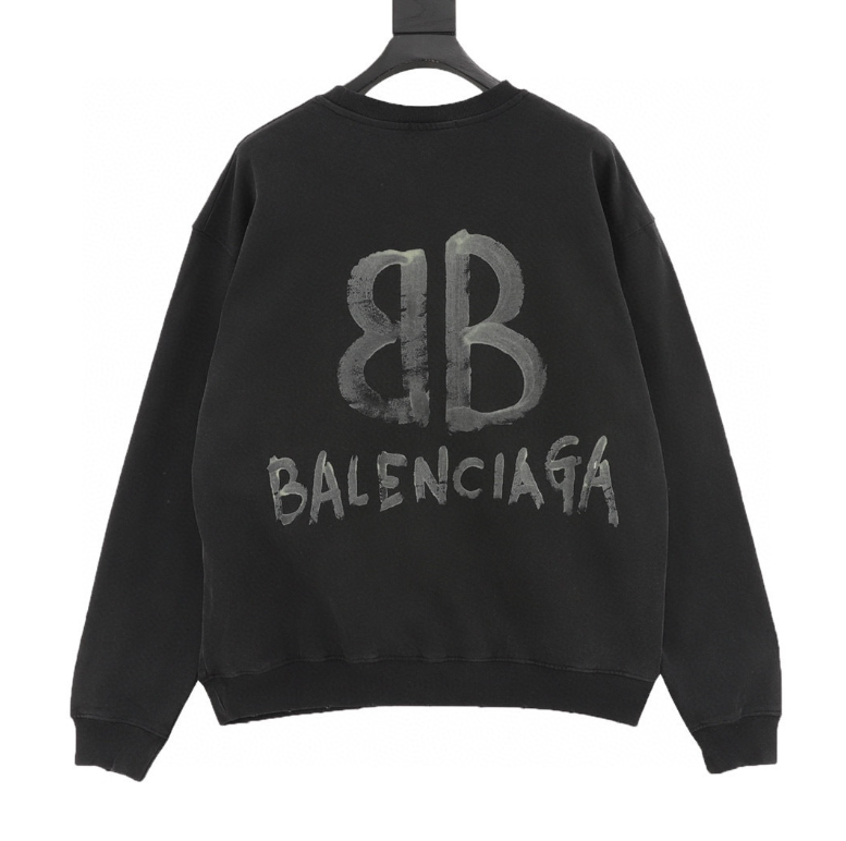 Balenciaga Graffiti Logo BB Sweatshirt – Black