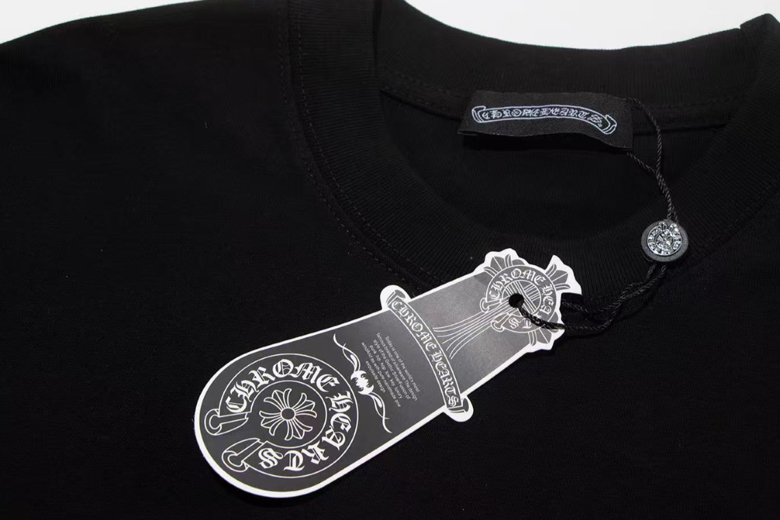 Chrome Hearts Horseshoe Tee – Black/White with Rhinestone Detailing