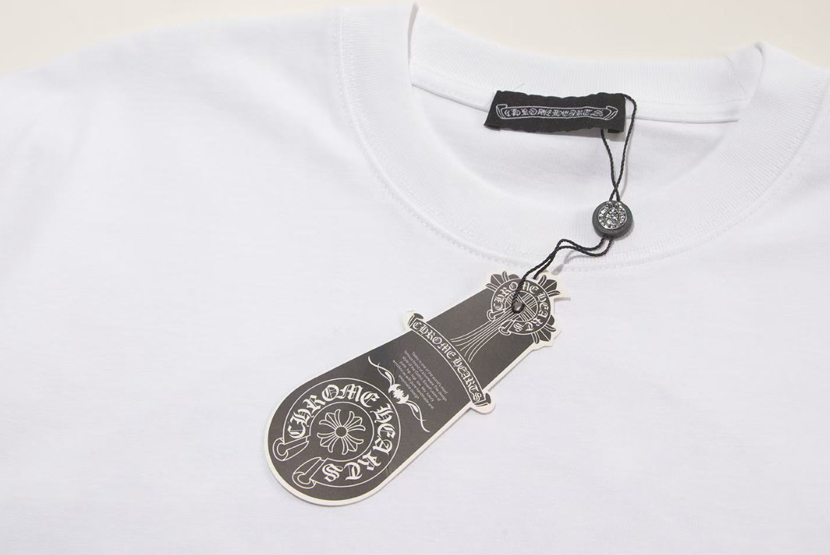 Chrome Hearts Horseshoe Tee – Black/White with Rhinestone Detailing