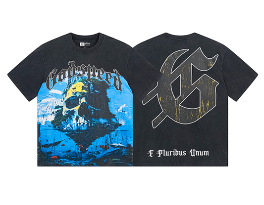 Godspeed “E Pluribus Unum” Skull Island Tee – Black/Blue